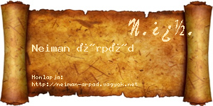 Neiman Árpád névjegykártya